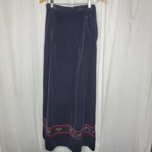 Summit of Boston Velvet Maxi Skirt w/ Embroidery